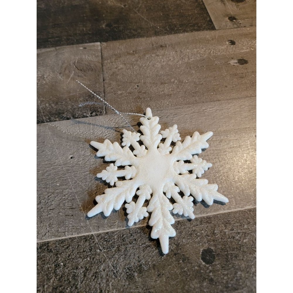 White glitter snowflake ornament xmas